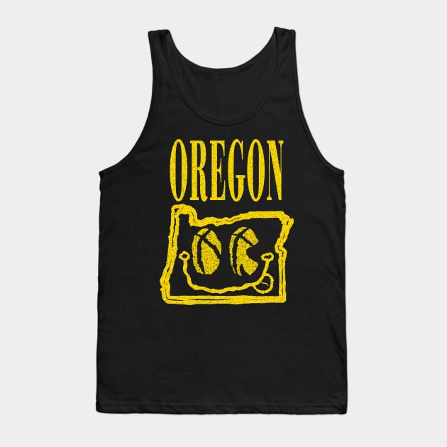 Oregon Grunge Smiling Face Black Background Tank Top by pelagio